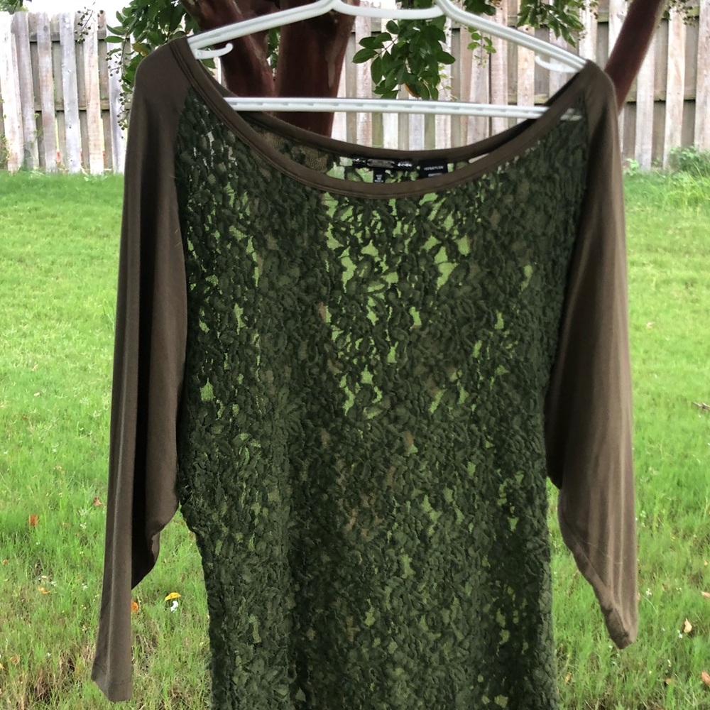 Miss Me Lace Boatneck Raglan Boutique Olive Army - Picture 5 of 6